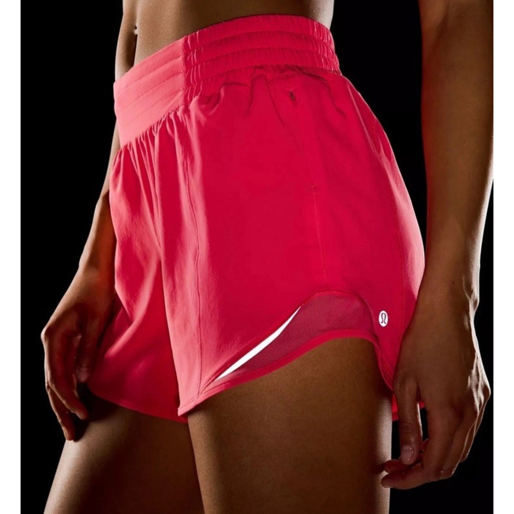 LULULEMON HOTTY HOT HIGH RISE SHORT 4”LINED GLAZE PINK COLOR SIZE 4 NWT